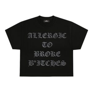 SLIME KULTURE ATBB TEE – ALLERGIC TO BROKE B*TCHES
₦150,000 | 100% Cotton | Acid Wash Black